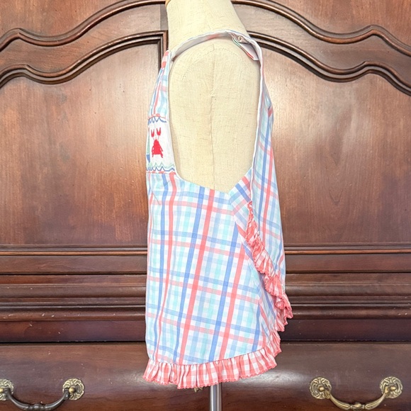 SHRIMP & GRITS Pastel Plaid Top with Crab and Sailboat 3T - Picture 7 of 8